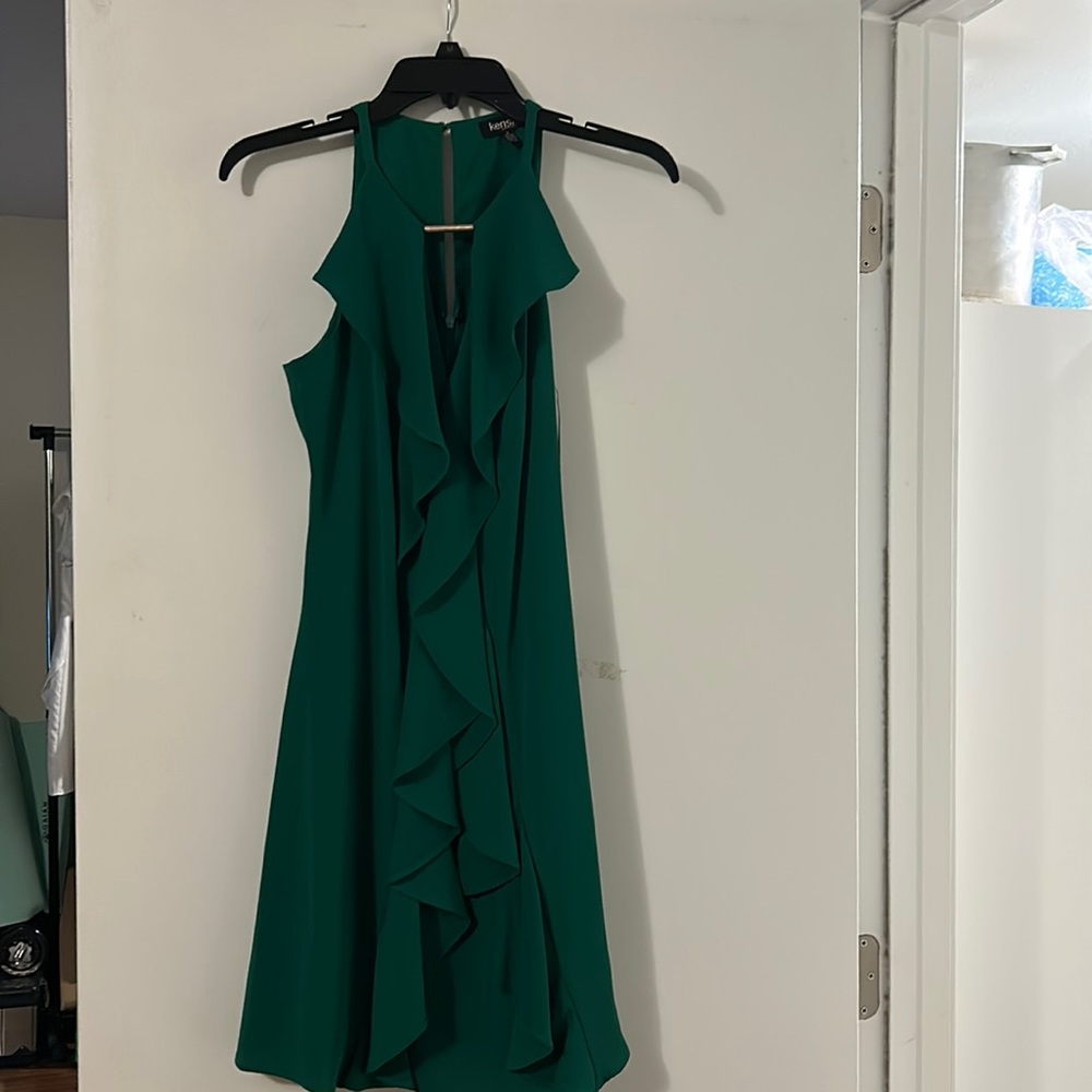 Green Kensi Dress with keyhole back and beautiful detail in the front